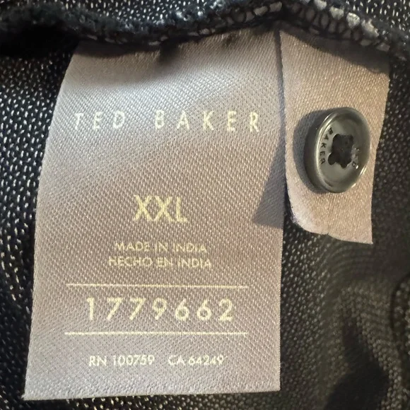 Ted Baker Men’s Big & Tall Short Sleeve Polo Black Geometric Size XXL - Picture 5 of 6